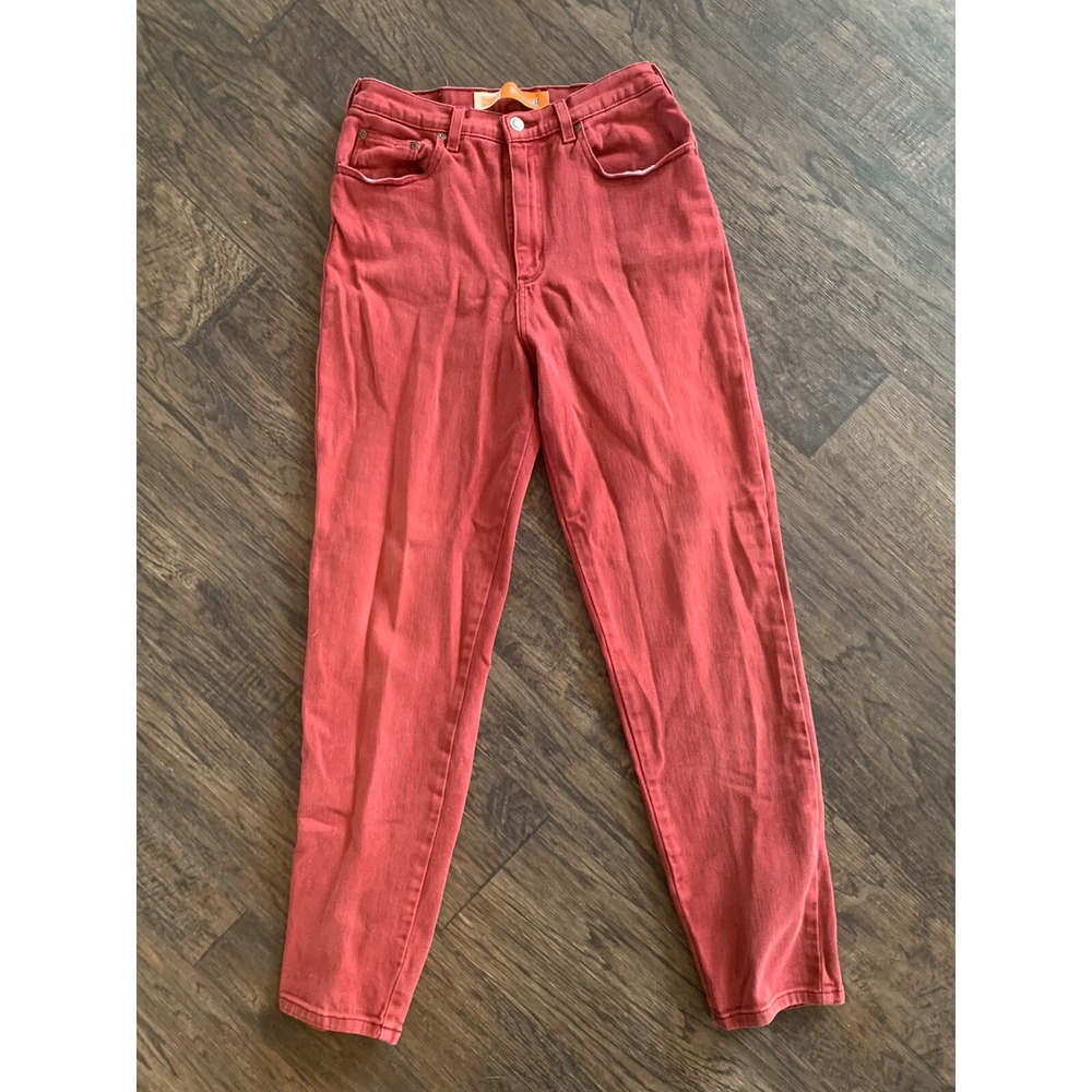 Vintage Faded‎ Glory Red High Waist Rise Mom Jeans Size 10 Denim Rust 277